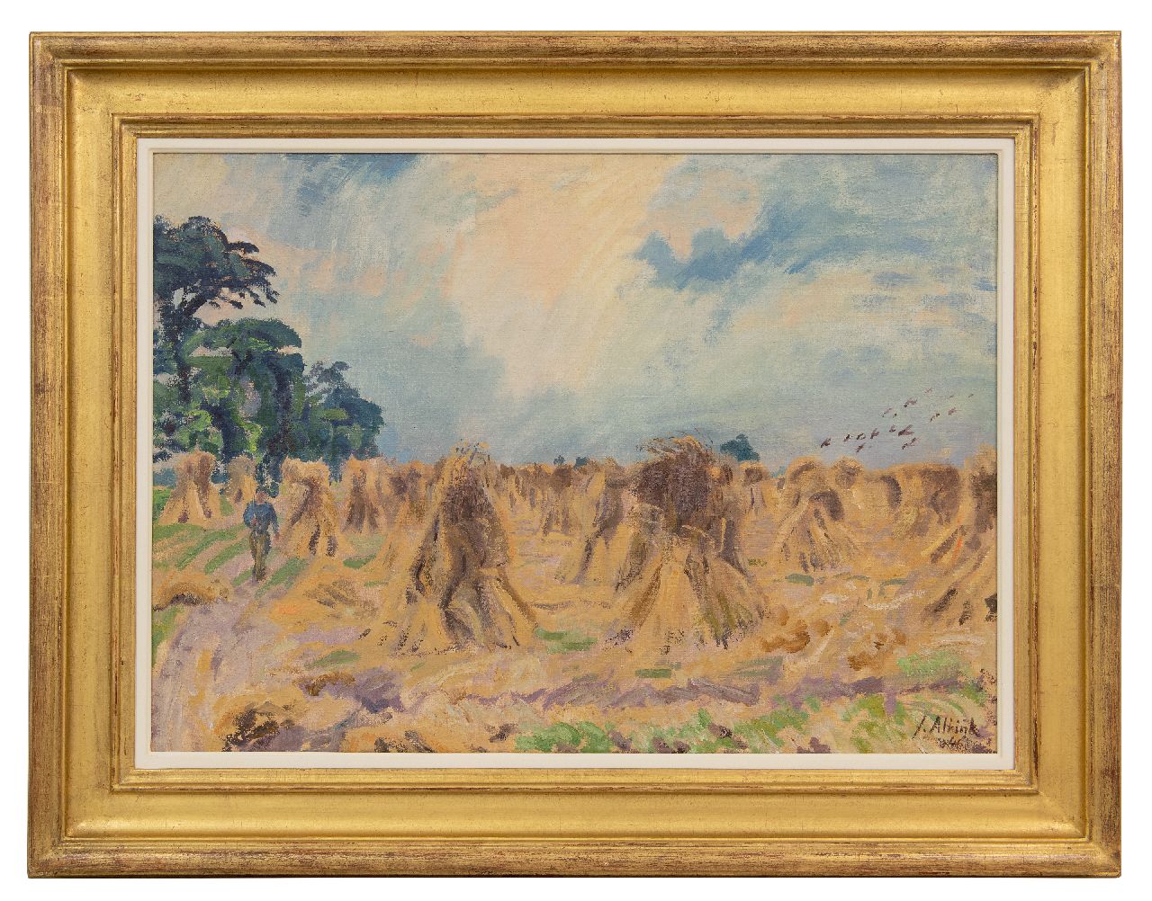Altink J. | Jan Altink | Schilderijen te koop aangeboden | Oogstlandschap, olieverf op doek 50,5 x 70,6 cm, gesigneerd rechtsonder en gedateerd '41 Altink J. | Jan Altink | Schilderijen te koop aangeboden | Oogstlandschap, olieverf op doek 50,5 x 70,6 cm, gesigneerd rechtsonder en gedateerd '41