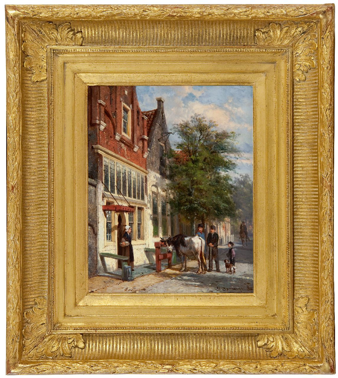 Springer C.  | Cornelis Springer | Schilderijen te koop aangeboden | Straatje in Monnickendam, olieverf op paneel 25,1 x 19,8 cm, gesigneerd rechtsonder en gedateerd '80