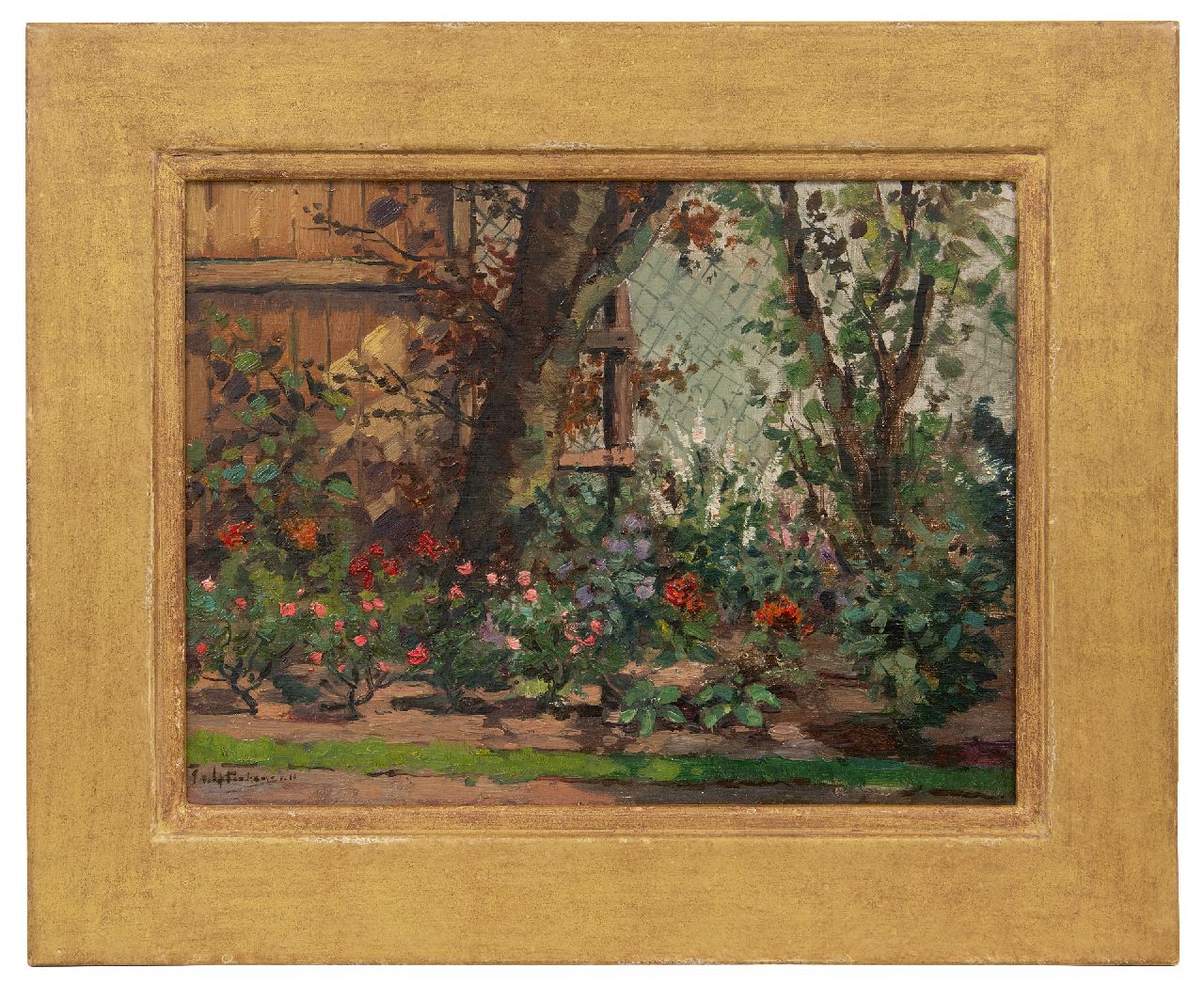 Pietersen J.A.  | 'Johannes' Anthonius Pietersen, De rozentuin, olieverf op karton 30,0 x 39,4 cm, gesigneerd linksonder