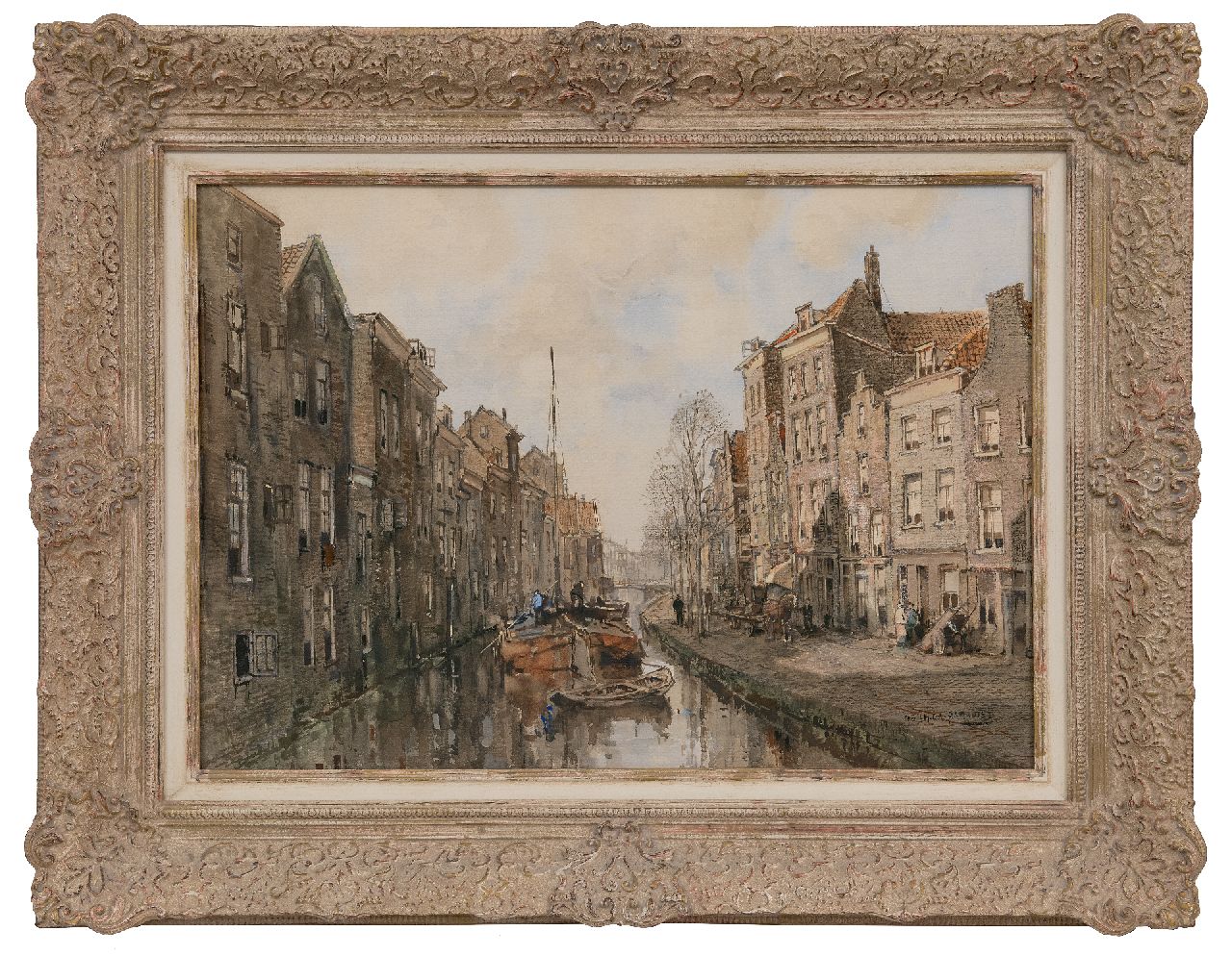 Paradies H.C.A.  | Herman Cornelis Adolf Paradies | Aquarellen en tekeningen te koop aangeboden | Gezicht op het Schie te Schiedam, aquarel op papier 49,3 x 69,8 cm, gesigneerd rechtsonder