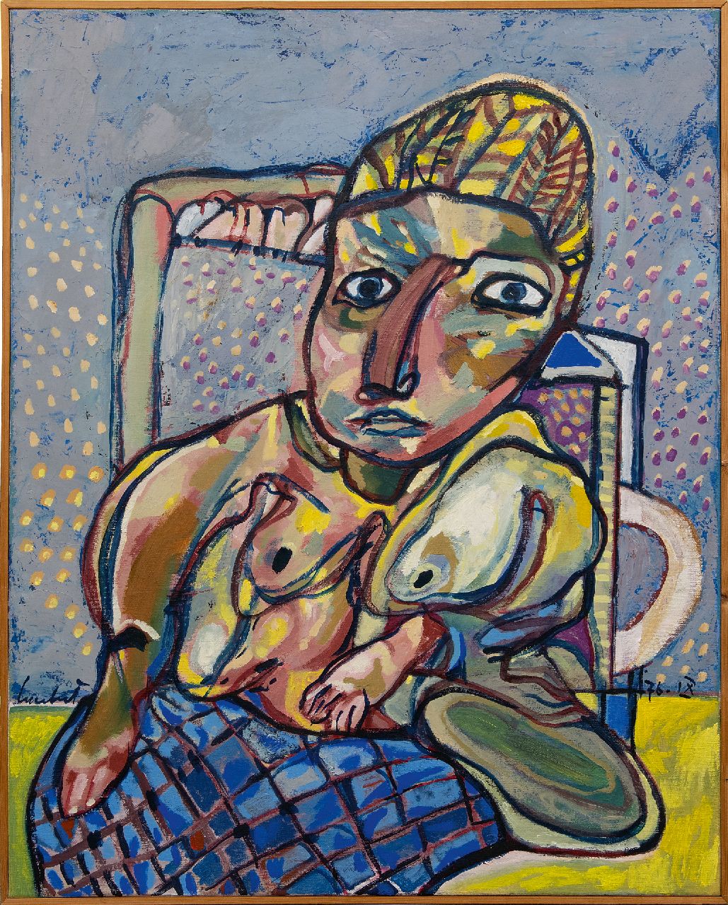 Lucebert (Lubertus Jacobus Swaanswijk)   | Lucebert (Lubertus Jacobus Swaanswijk) | Schilderijen te koop aangeboden | Halfnaakt, olieverf op doek 100,1 x 80,0 cm, gesigneerd linksonder en gedateerd '76-IX  verkocht