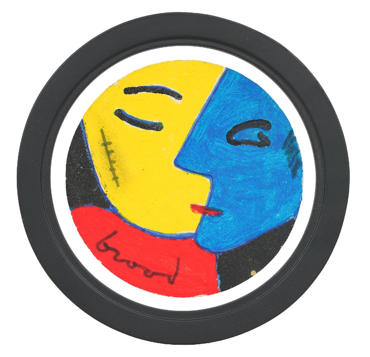 Brood H.  | Herman Brood |  te koop aangeboden | Bierviltje (27592), acryl op viltkarton, gesigneerd linksonder