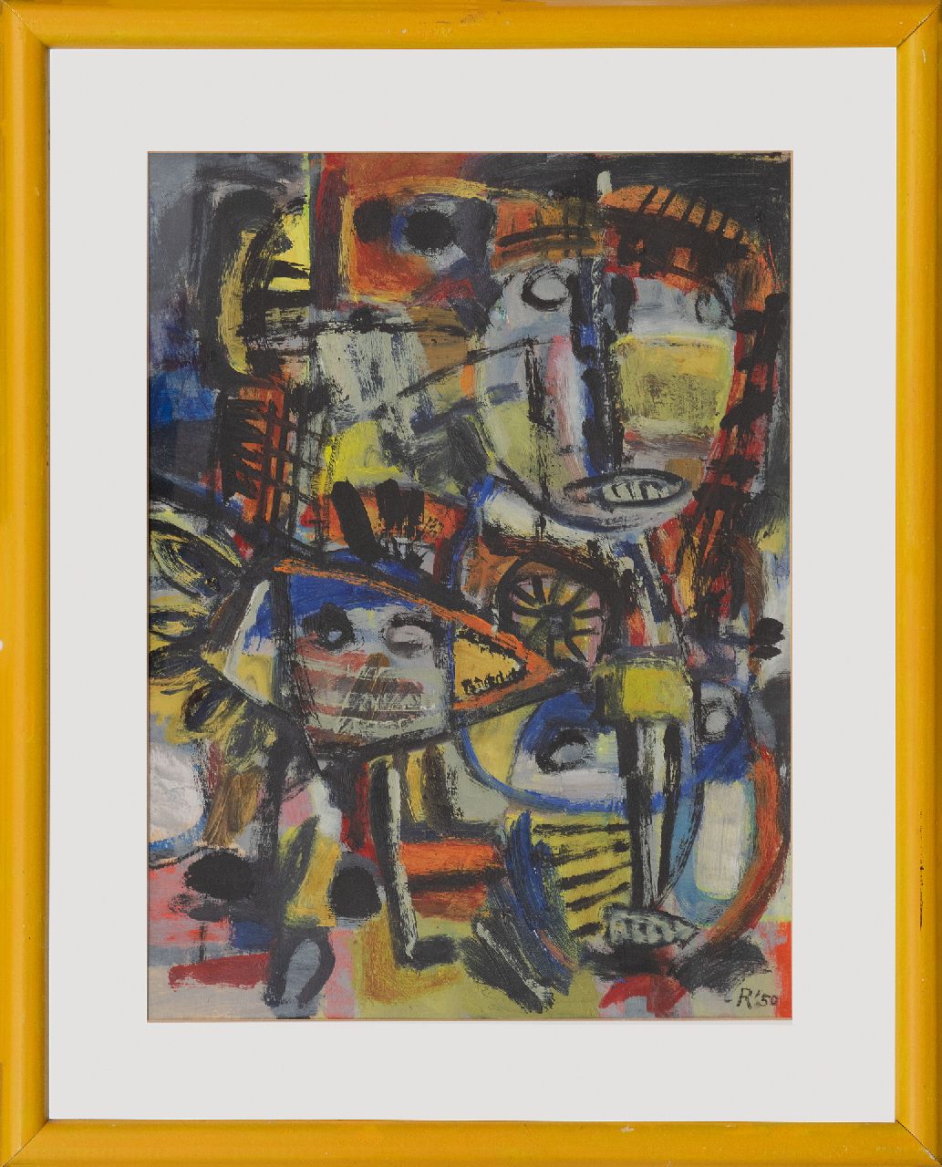 Europese School, 20e eeuw   | Europese School, 20e eeuw | Schilderijen te koop aangeboden | Zonder titel i.o., olieverf op papier 50,0 x 37,0 cm, gesigneerd rechtsonder en gedateerd '50