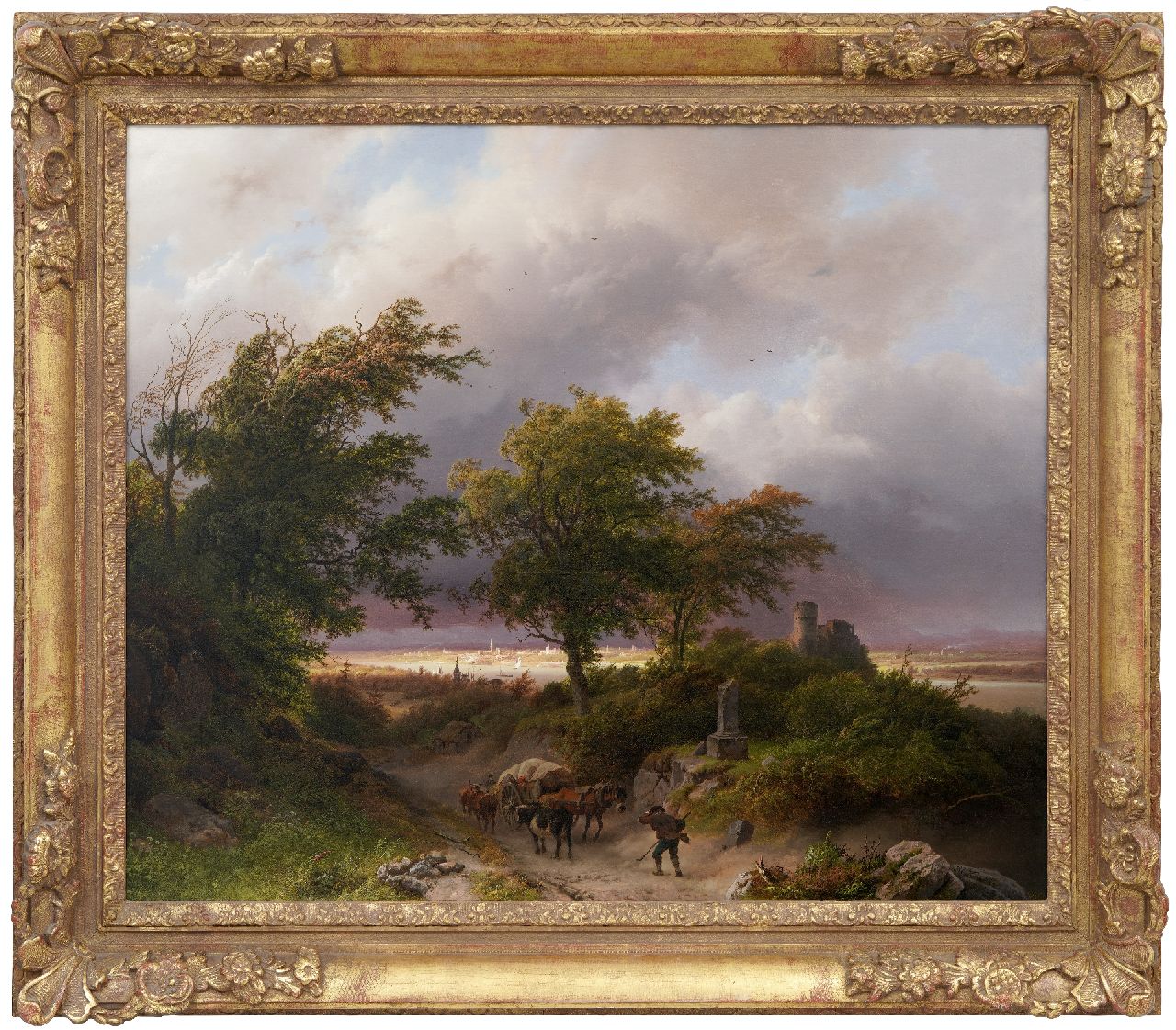 Koekkoek B.C.  | Barend Cornelis Koekkoek | Schilderijen te koop aangeboden | Landschap bij de Rijn met naderende storm, olieverf op doek 70,5 x 84,5 cm, gesigneerd rechtsonder en gedateerd 1847 Koekkoek B.C.  | Barend Cornelis Koekkoek | Schilderijen te koop aangeboden | Landschap bij de Rijn met naderende storm, olieverf op doek 70,5 x 84,5 cm, gesigneerd rechtsonder en gedateerd 1847