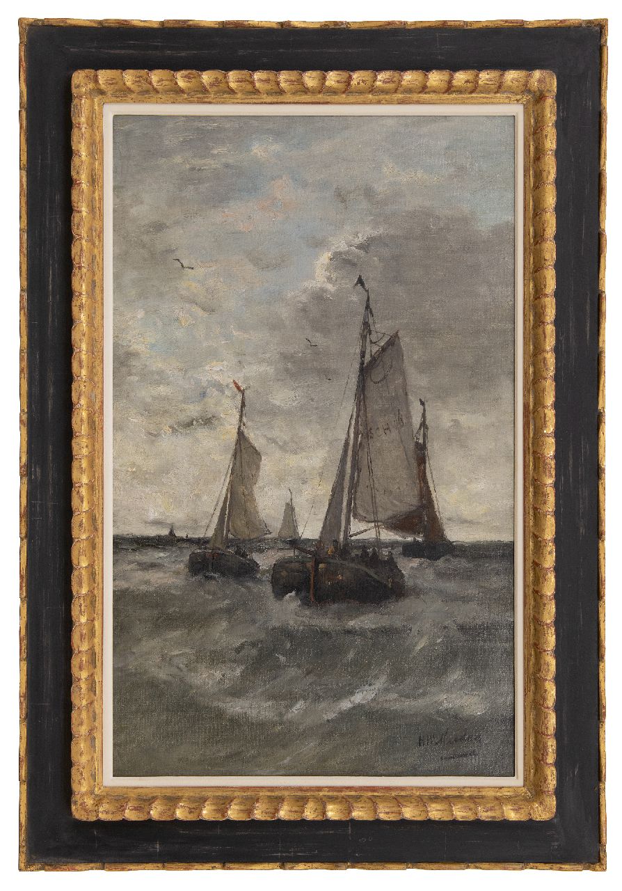 Mesdag H.W. | Hendrik Willem Mesdag | Schilderijen te koop aangeboden | Terugkerende vissersschepen, Scheveningen, olieverf op doek 78,1 x 48,1 cm, gesigneerd rechtsonder Mesdag H.W. | Hendrik Willem Mesdag | Schilderijen te koop aangeboden | Terugkerende vissersschepen, Scheveningen, olieverf op doek 78,1 x 48,1 cm, gesigneerd rechtsonder
