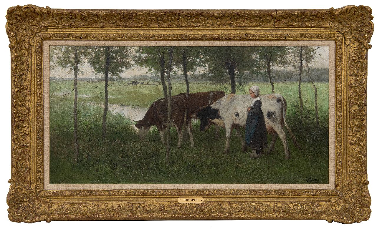 Mauve A. | Anthonij 'Anton' Mauve | Schilderijen te koop aangeboden | De jonge koeienhoedster, olieverf op doek 35,4 x 69,8 cm, gesigneerd rechtsonder en te dateren ca. 1876 Mauve A. | Anthonij 'Anton' Mauve | Schilderijen te koop aangeboden | De jonge koeienhoedster, olieverf op doek 35,4 x 69,8 cm, gesigneerd rechtsonder en te dateren ca. 1876