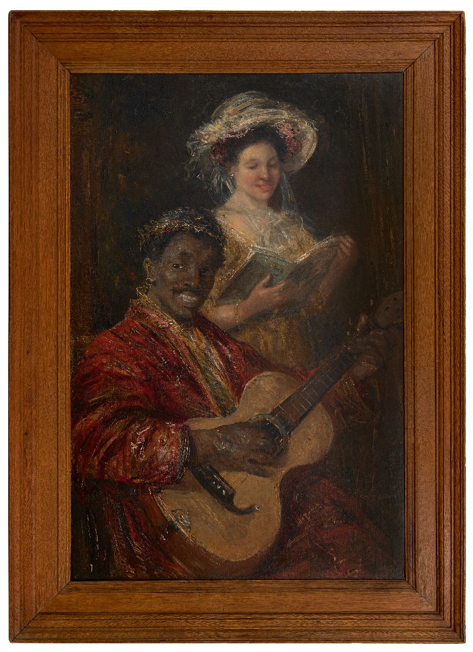 Maris S.W. | Simon Willem Maris | Schilderijen te koop aangeboden | Musicerend duo, olieverf op doek 75,7 x 50,6 cm Maris S.W. | Simon Willem Maris | Schilderijen te koop aangeboden | Musicerend duo, olieverf op doek 75,7 x 50,6 cm