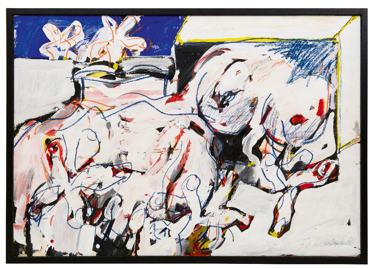 Sierhuis J.A. | 'Jan' Alphonsus Sierhuis | Aquarellen en tekeningen te koop aangeboden | Zonder titel, gouache en krijt op papier 69,9 x 100,3 cm, gesigneerd rechtsonder en gedateerd '68 Sierhuis J.A. | 'Jan' Alphonsus Sierhuis | Aquarellen en tekeningen te koop aangeboden | Zonder titel, gouache en krijt op papier 69,9 x 100,3 cm, gesigneerd rechtsonder en gedateerd '68