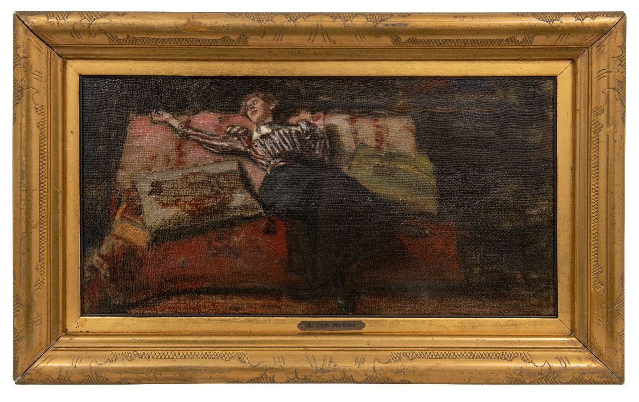 Keller A. von | Albert von Keller | Schilderijen te koop aangeboden | Dromend, olieverf op doek 26,5 x 50,4 cm Keller A. von | Albert von Keller | Schilderijen te koop aangeboden | Dromend, olieverf op doek 26,5 x 50,4 cm