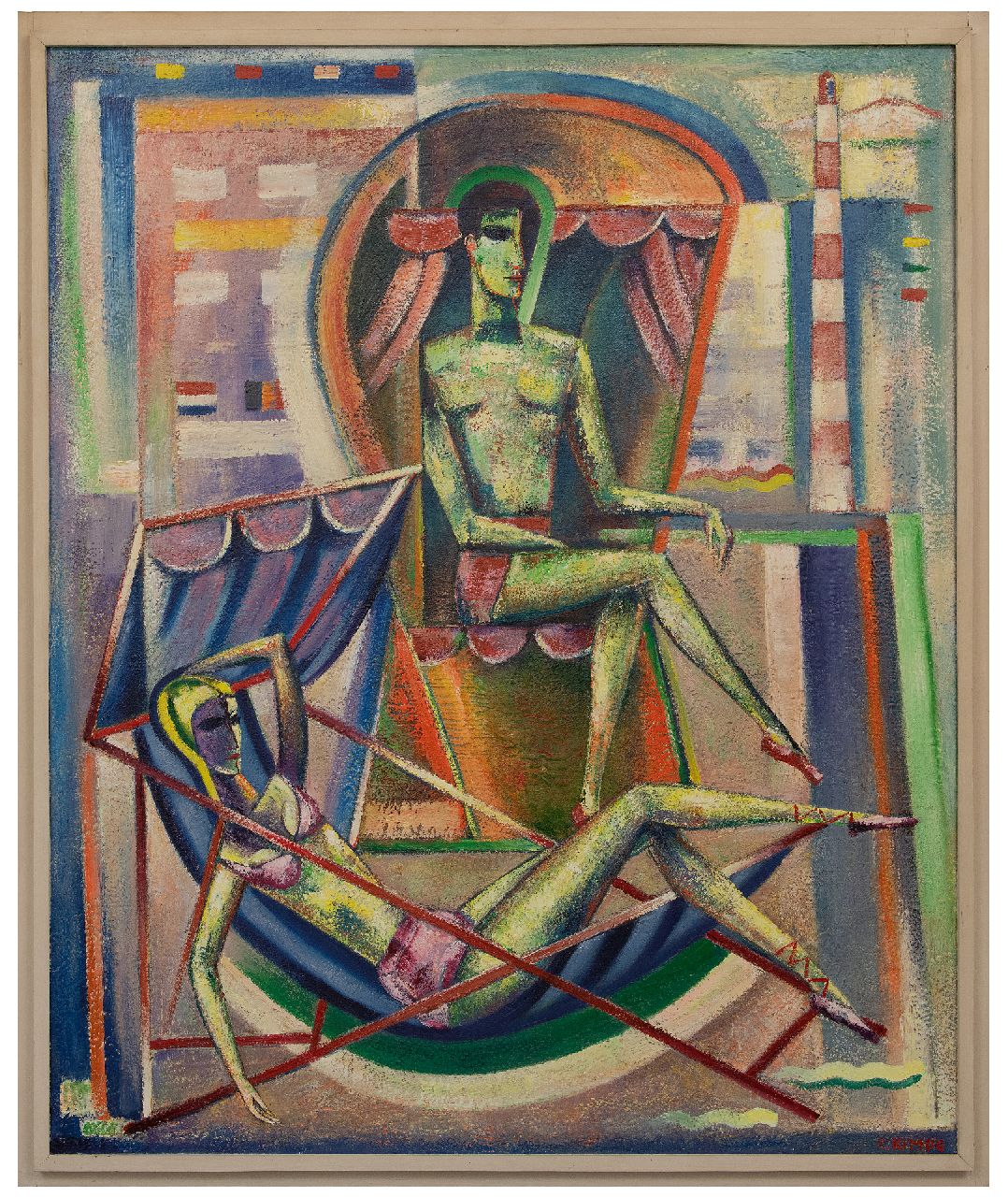 Kimpe R.J.P.  | Raymundus Josephus Petrus 'Reimond' Kimpe | Schilderijen te koop aangeboden | Op het strand, olieverf op doek 104,5 x 84,0 cm, gesigneerd rechtsonder en te dateren 1955