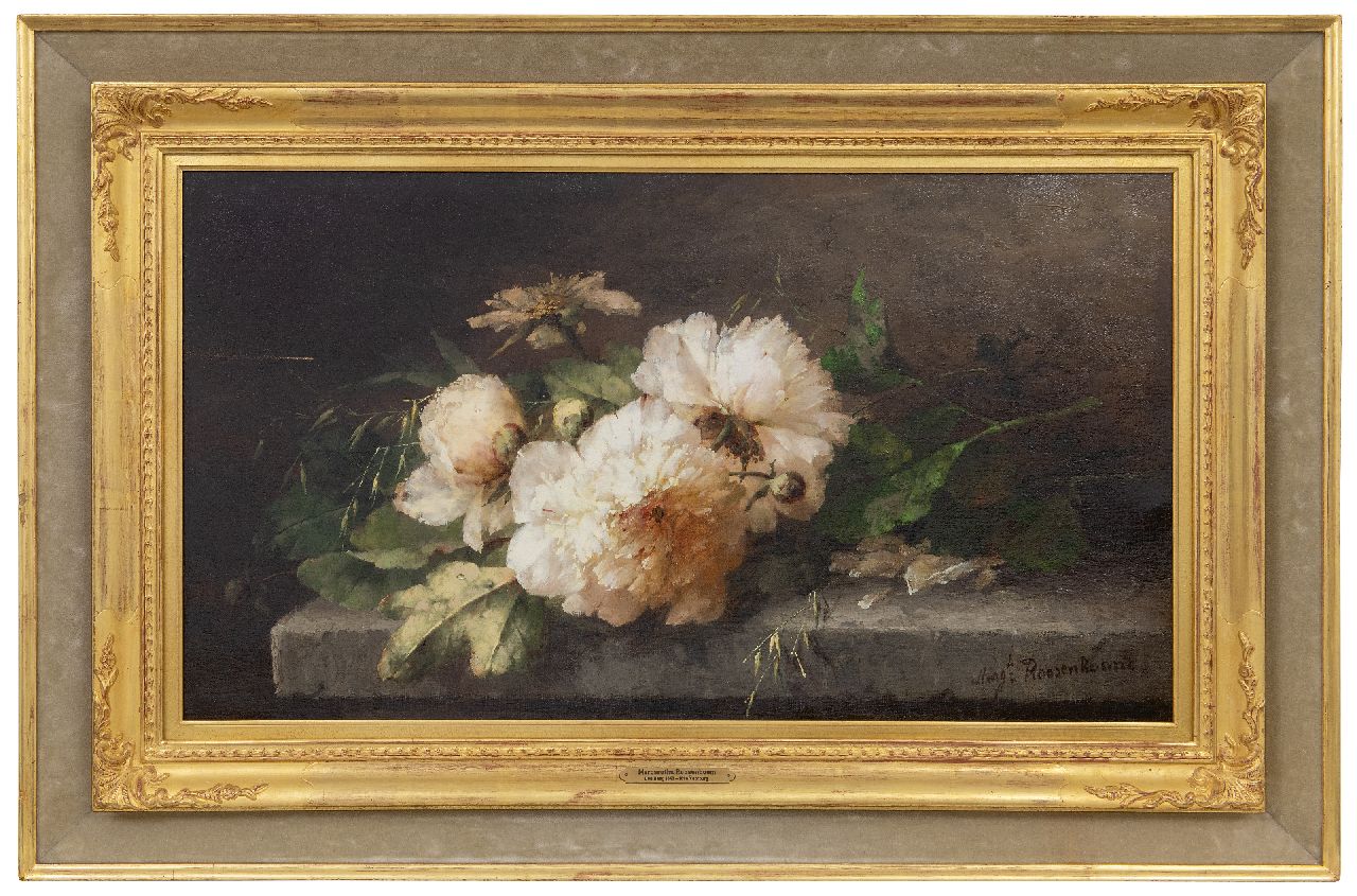 Roosenboom M.C.J.W.H. | 'Margaretha' Cornelia Johanna Wilhelmina Henriëtta Roosenboom | Schilderijen te koop aangeboden | Pioenrozen op een stenen plint, olieverf op doek 40,5 x 71,8 cm, gesigneerd rechtsonder Roosenboom M.C.J.W.H. | 'Margaretha' Cornelia Johanna Wilhelmina Henriëtta Roosenboom | Schilderijen te koop aangeboden | Pioenrozen op een stenen plint, olieverf op doek 40,5 x 71,8 cm, gesigneerd rechtsonder
