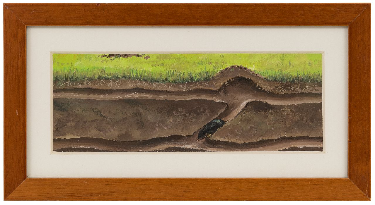 Poortvliet R. | Rien Poortvliet | Aquarellen en tekeningen te koop aangeboden | Mollengangen: de grondwerker in actie, aquarel op papier 6,2 x 17,5 cm, verkocht Poortvliet R. | Rien Poortvliet | Aquarellen en tekeningen te koop aangeboden | Mollengangen: de grondwerker in actie, aquarel op papier 6,2 x 17,5 cm, verkocht