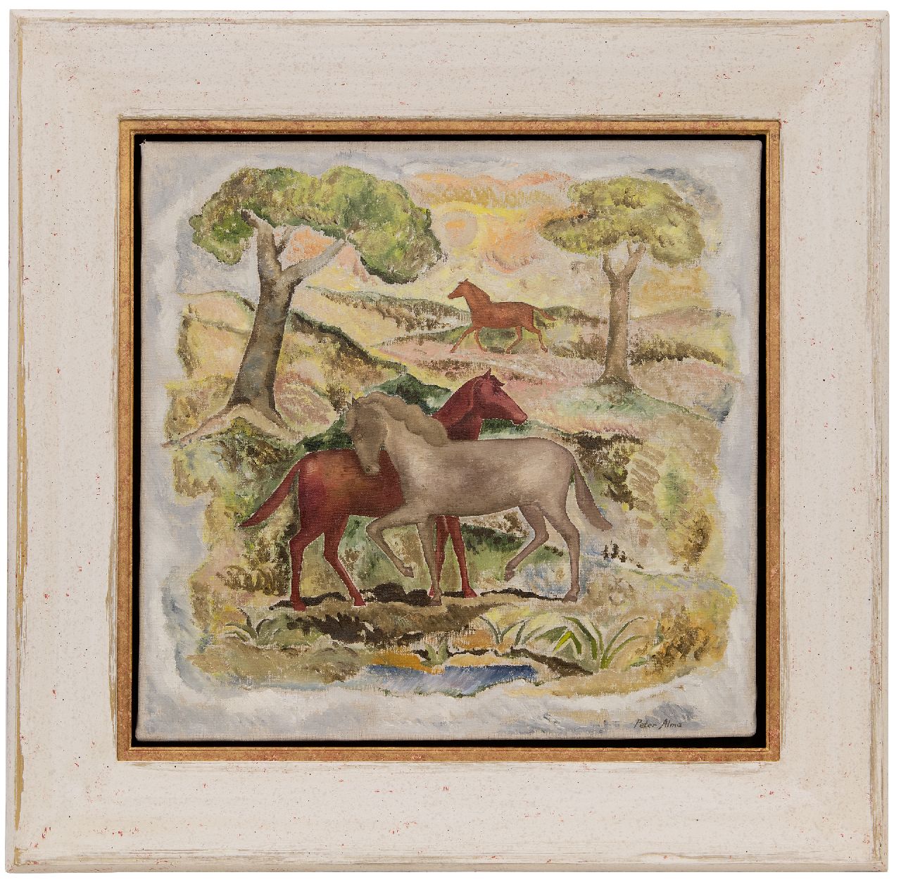 Alma P. | Petrus 'Peter' Alma | Schilderijen te koop aangeboden | De Paarden, olieverf op doek 48,7 x 50,3 cm, gesigneerd rechtsonder Alma P. | Petrus 'Peter' Alma | Schilderijen te koop aangeboden | De Paarden, olieverf op doek 48,7 x 50,3 cm, gesigneerd rechtsonder