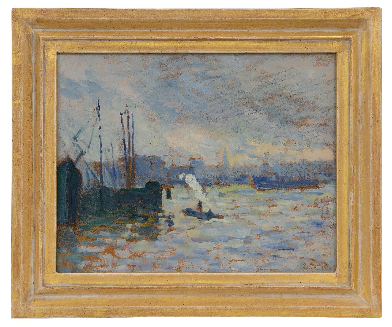Luce M.  | Maximilien Luce | Schilderijen te koop aangeboden | De Maas bij Feijenoord, Rotterdam, olieverf op board 27,1 x 34,2 cm, gesigneerd rechtsonder en gedateerd 1907