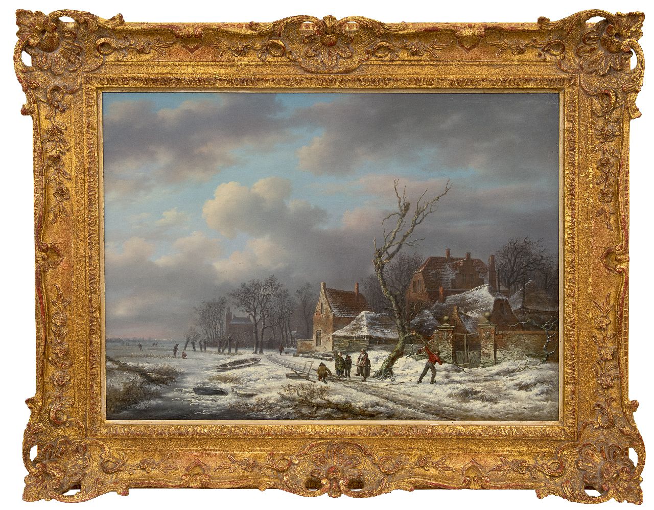 Schelfhout A.  | Andreas Schelfhout, Winterlandschap met houtsprokkelaars (pendant van Zomerlandschap), olieverf op paneel 53,0 x 72,6 cm, gesigneerd rechtsonder (resten van signatuur) en te dateren ca. 1815