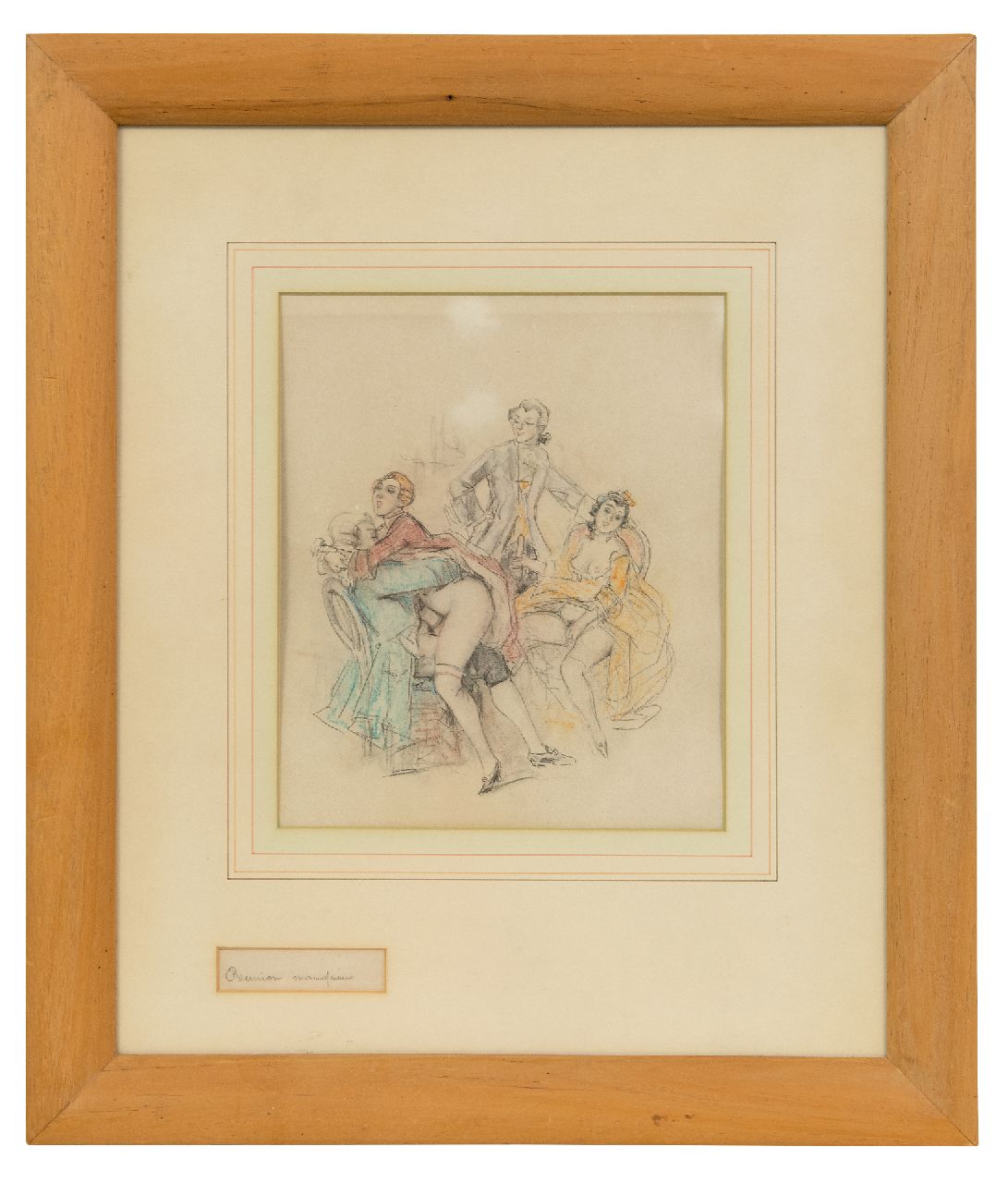 Poulton T.L.  | Thomas Leycester 'Tom' Poulton, Réunion mondaine / Mondain feestje, kleurpotlood op papier 21,5 x 18,0 cm