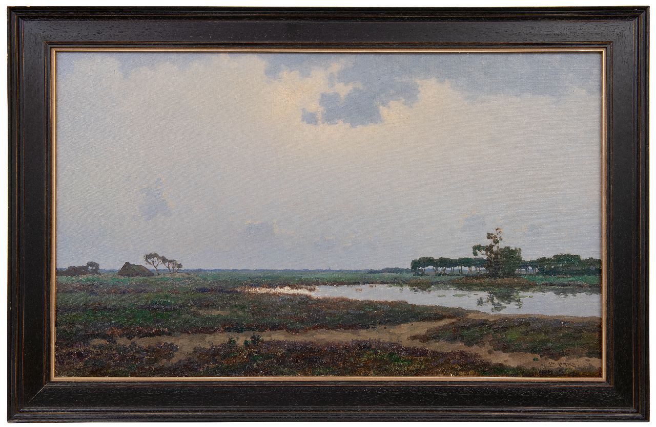 Knikker sr. J.S.  | 'Jan' Simon Knikker sr. | Schilderijen te koop aangeboden | Ven in weids Hollands landschap, olieverf op doek 60,4 x 100,2 cm, gesigneerd rechtsonder
