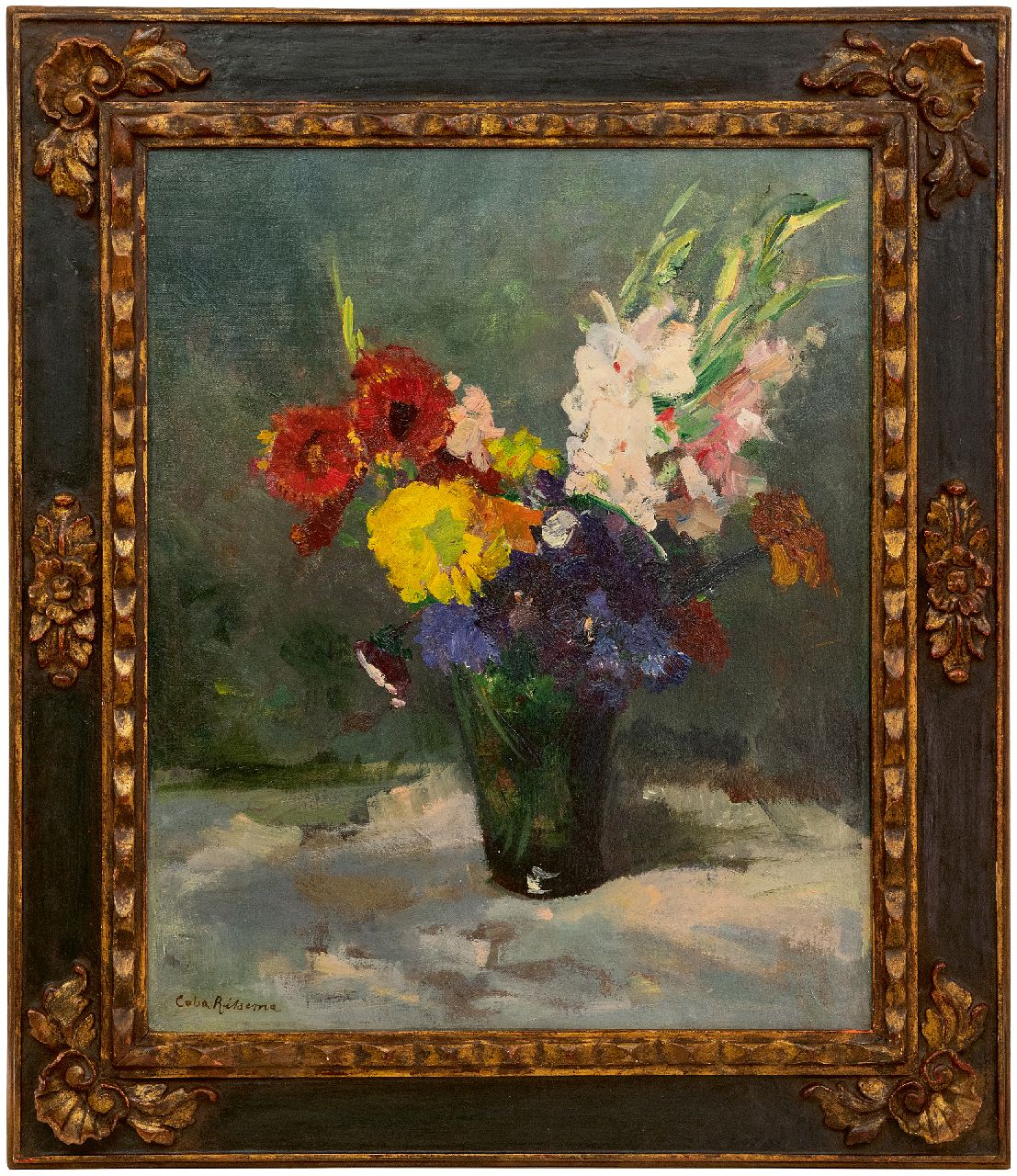 Ritsema J.J.  | Jacoba Johanna 'Coba' Ritsema | Schilderijen te koop aangeboden | Bloemen boeket, olieverf op doek 60,5 x 49,5 cm, gesigneerd linksonder