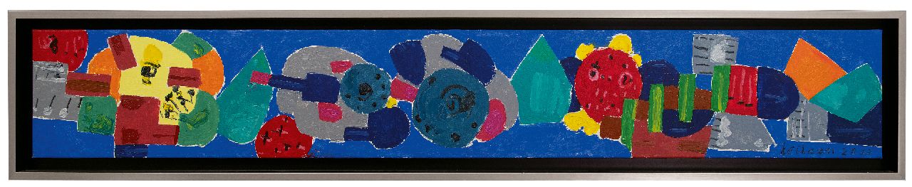 Haan J. de | Jurjen de Haan | Schilderijen te koop aangeboden | Nachtleven, olieverf op doek 29,0 x 200,0 cm, gesigneerd rechtsonder en gedateerd 2003