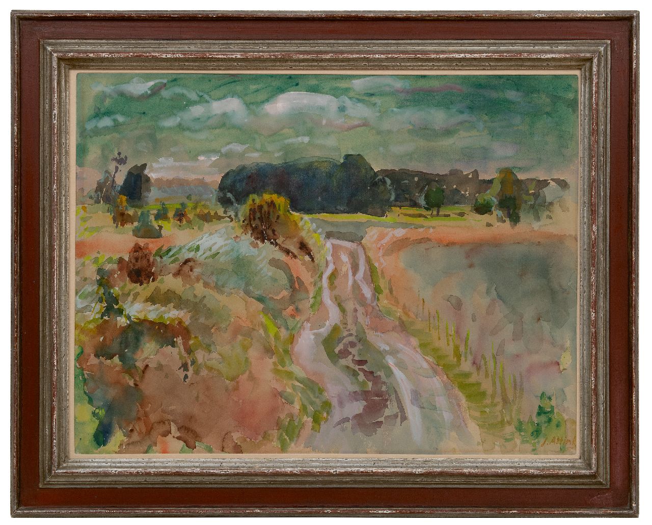 Altink J.  | Jan Altink | Aquarellen en tekeningen te koop aangeboden | Landweg, Groningen, gouache op papier 50,5 x 65,7 cm, gesigneerd rechtsonder en gedateerd '51