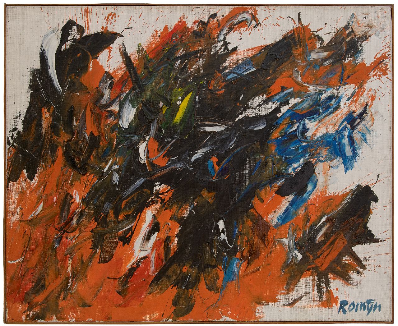 Romijn G.A.M.  | Gustavus Adrianus Maria 'Gust' Romijn | Schilderijen te koop aangeboden | Het gevecht, olieverf op doek 90,3 x 110,4 cm, gesigneerd rechtsonder en verso en verso gedateerd 60