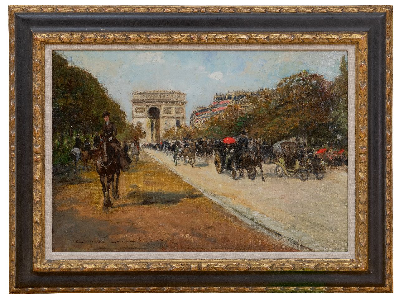 Stein G.  | Georges Stein | Schilderijen te koop aangeboden | De Avenue Foch met de Arc de Triomphe, Parijs, olieverf op doek 38,0 x 55,0 cm, gesigneerd linksonder