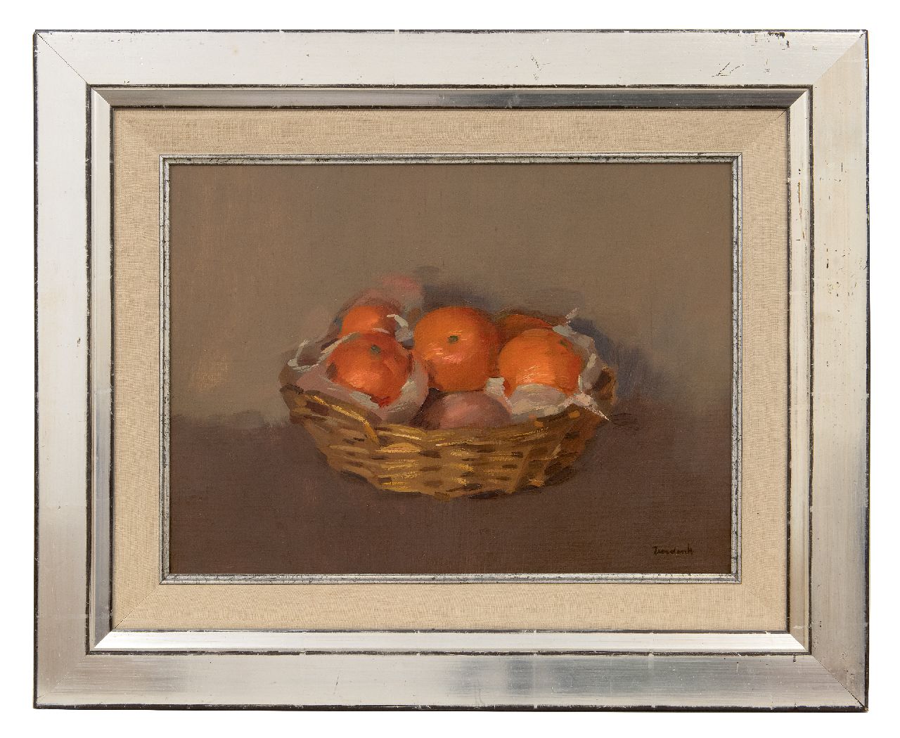 Verdonk F.W.  | Frederik Willem 'Frits' Verdonk | Schilderijen te koop aangeboden | Sinaasappels in een mand, olieverf op doek 30,4 x 40,5 cm, gesigneerd rechtsonder