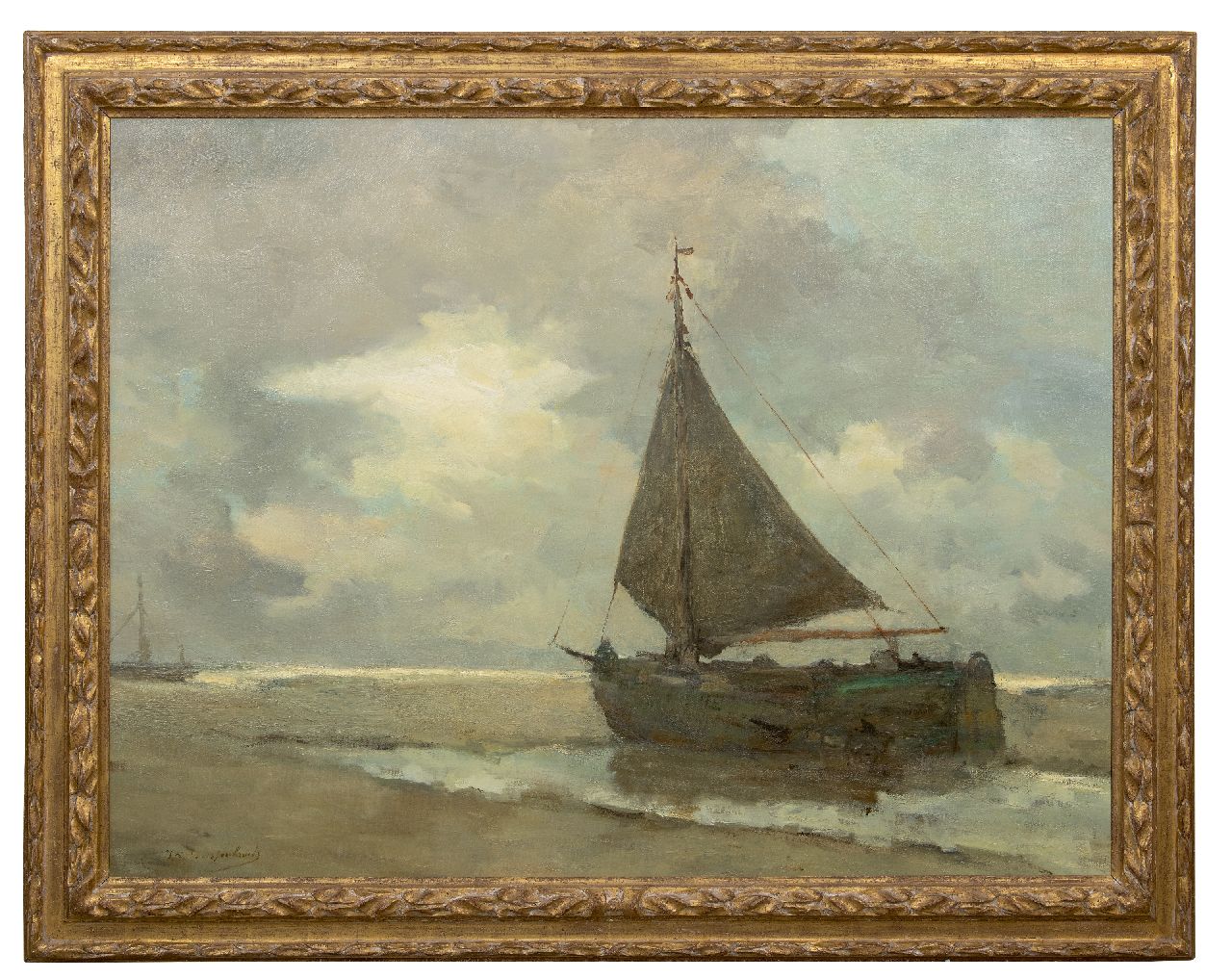 Weissenbruch H.J.  | Hendrik Johannes 'J.H.' Weissenbruch | Schilderijen te koop aangeboden | Drooggevallen schip op het strand van Zeeland*, olieverf op doek 102,3 x 135,8 cm, gesigneerd linksonder en gedateerd 1901