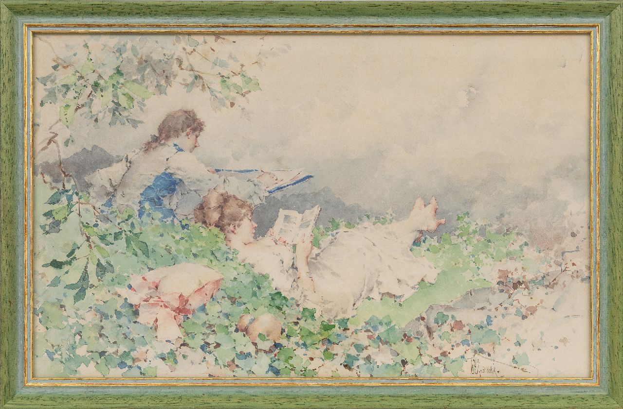 Kaemmerer F.H.  | Frederik Hendrik Kaemmerer | Aquarellen en tekeningen te koop aangeboden | De huwelijksreis, aquarel op papier 28,0 x 45,0 cm, gesigneerd rechtsonder