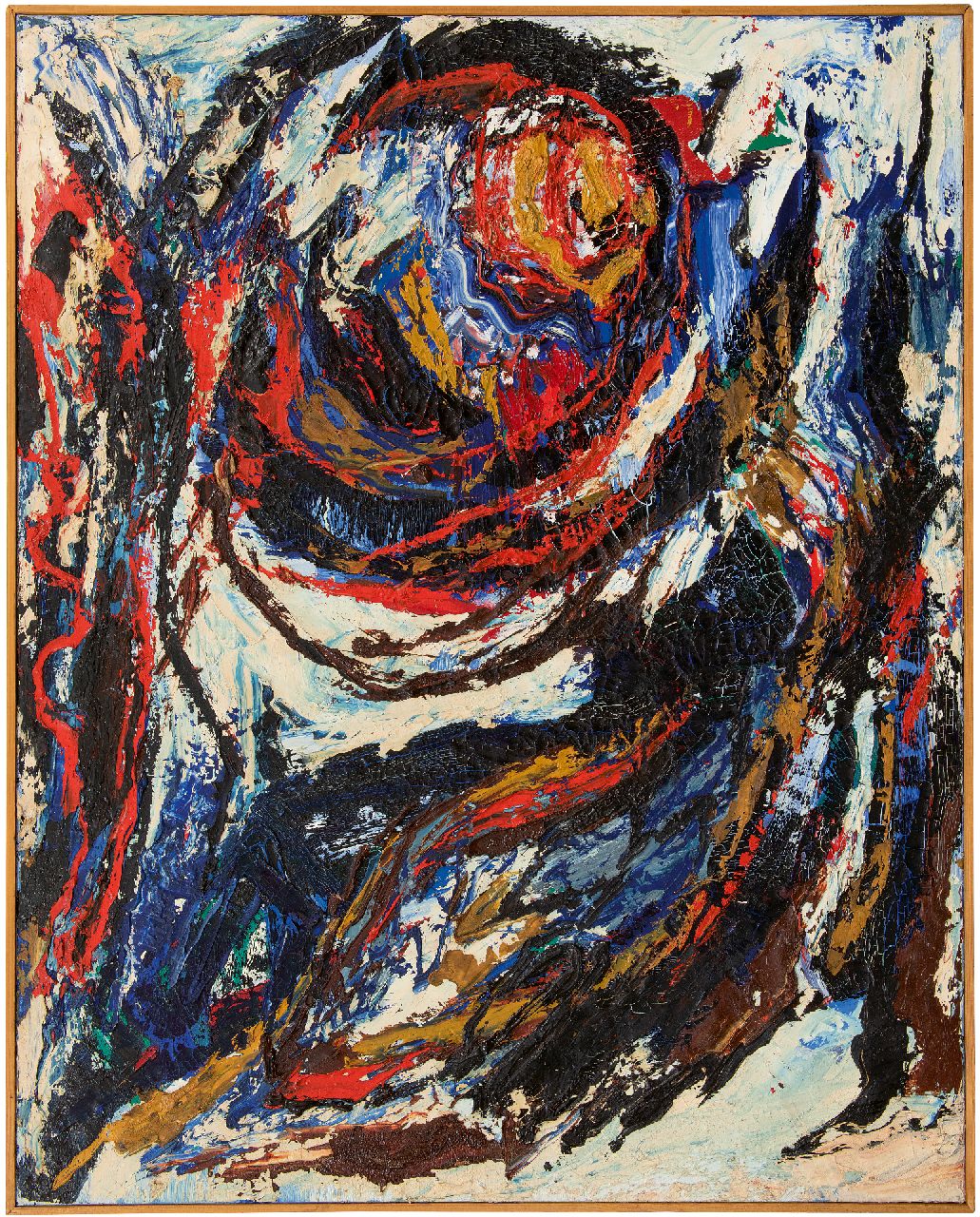 Hunziker F. | Frieda Hunziker | Schilderijen te koop aangeboden | Draaikolk, olieverf op doek 125,2 x 100,4 cm, gesigneerd op spieraam (tweemaal) en te dateren 1963 Hunziker F. | Frieda Hunziker | Schilderijen te koop aangeboden | Draaikolk, olieverf op doek 125,2 x 100,4 cm, gesigneerd op spieraam (tweemaal) en te dateren 1963