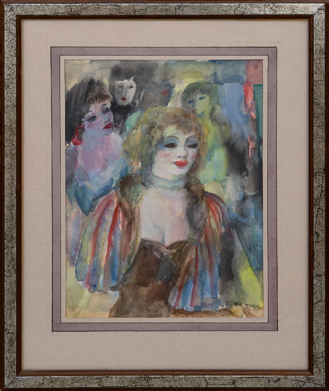 Buck R. de | Raphaël de Buck | Aquarellen en tekeningen te koop aangeboden | Vier vrouwen, aquarel op papier 31,0 x 23,0 cm, gesigneerd rechtsonder