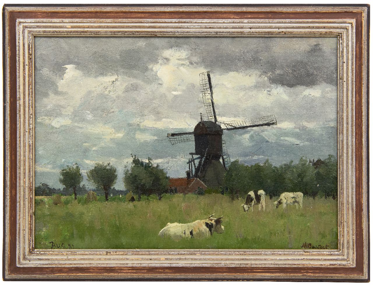 Bastert S.N.  | Syvert 'Nicolaas' Bastert | Schilderijen te koop aangeboden | Wipwatermolen van de polder Otterspoorbroek, Breukelen, olieverf op doek op paneel 24,5 x 34,0 cm, gesigneerd rechtsonder en gedateerd Aug. '82, zonder lijst