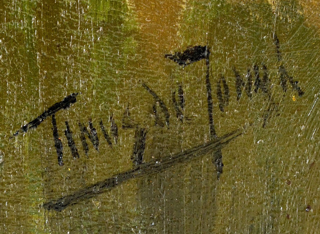 Tinus de Jongh signatures Farmhouse near a stream