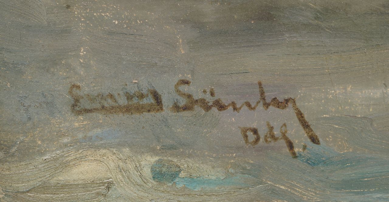 Erwin Günther signaturen Stoomscheepje aan een steiger bij ruw weer