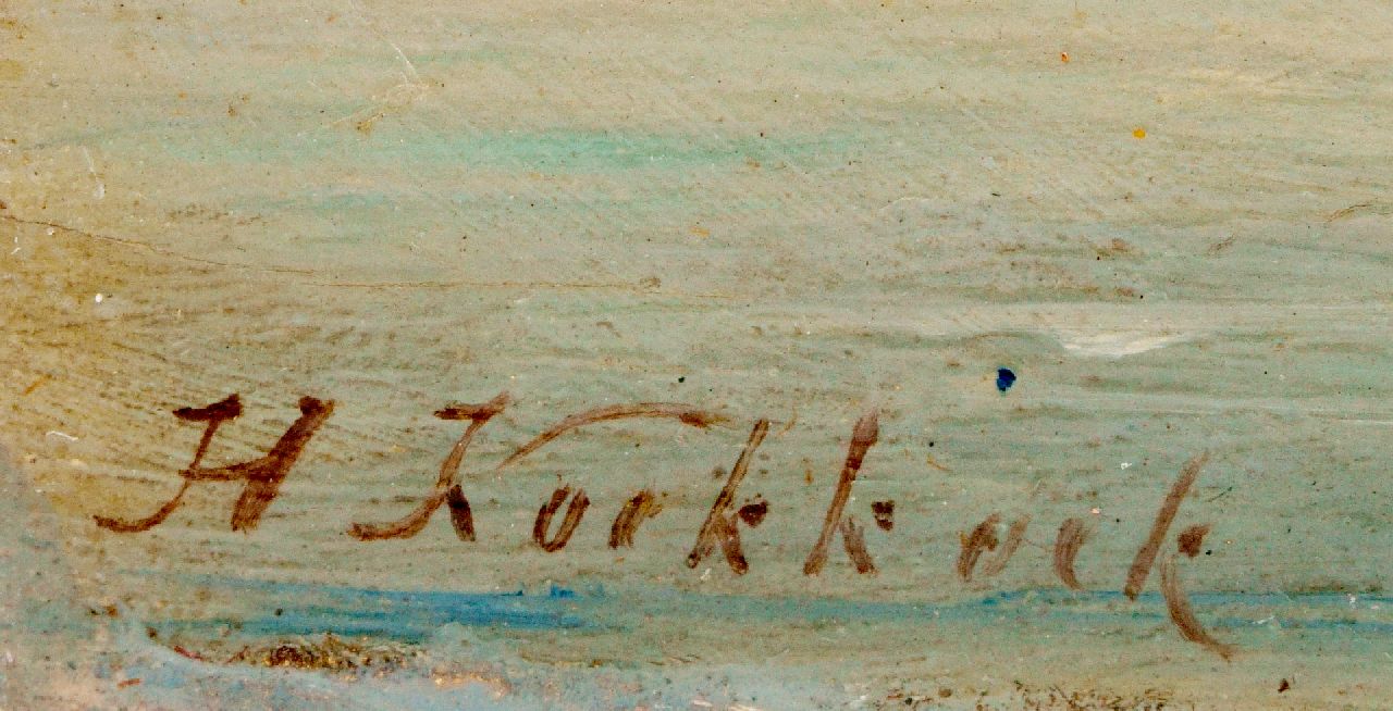 Hermanus Koekkoek signatures A tjalk moored by the breakwater