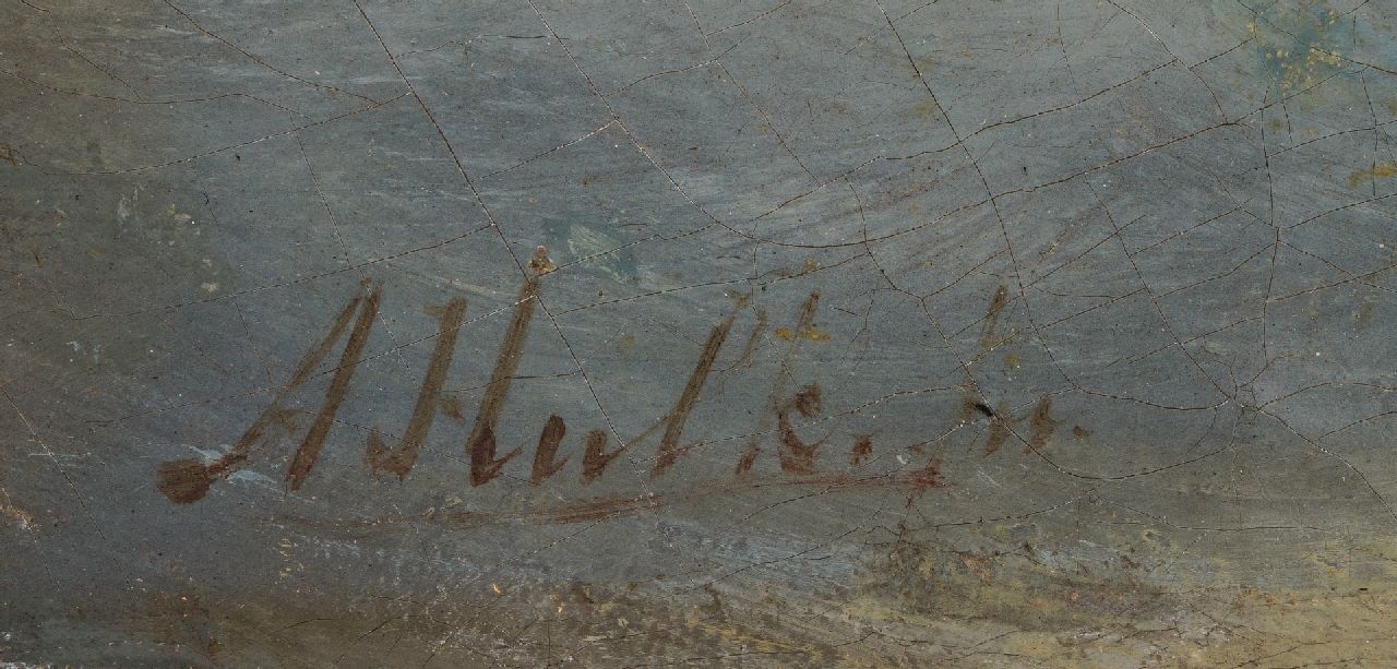 Abraham Hulk signatures Barge sailing along the coast