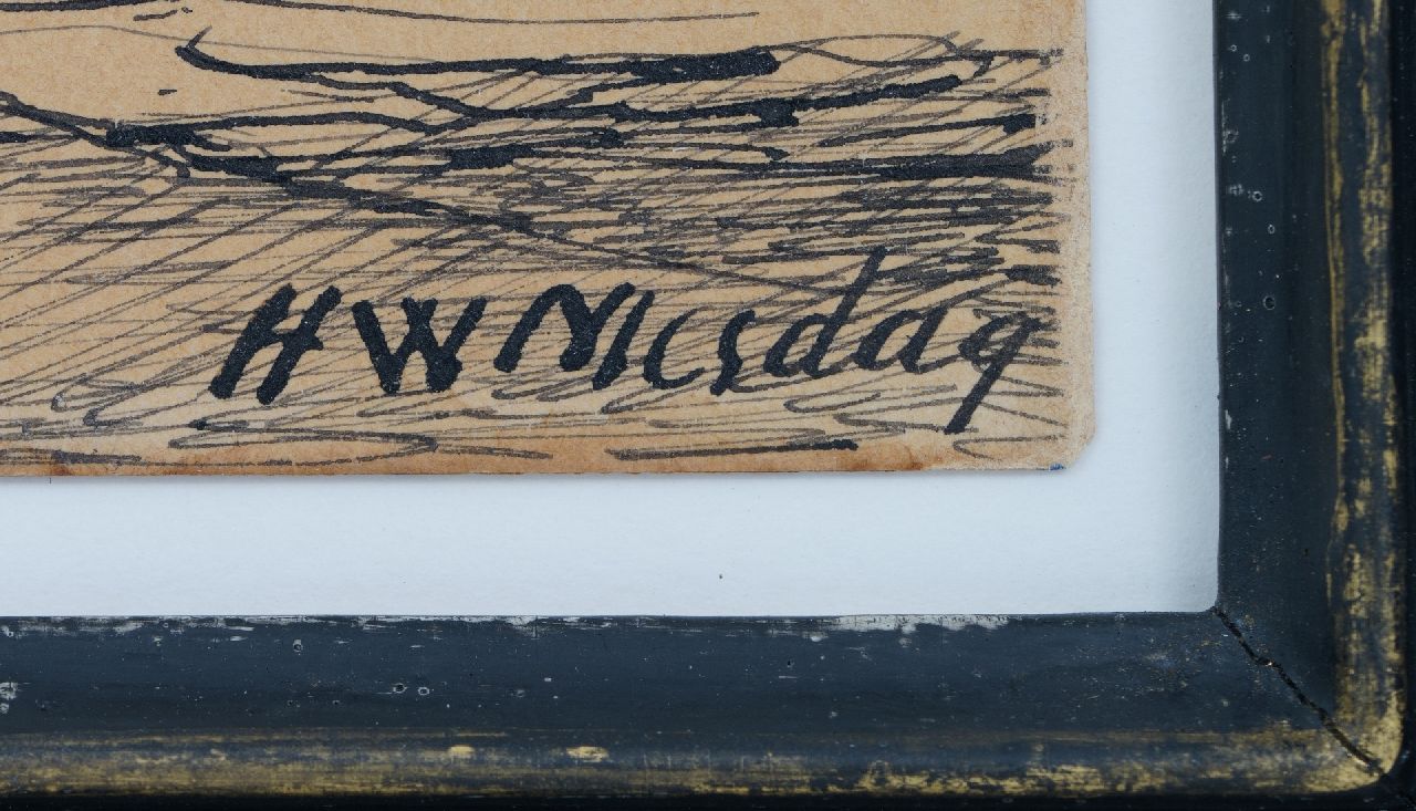 Hendrik Willem Mesdag signatures Fishing ships in the surf, Scheveningen