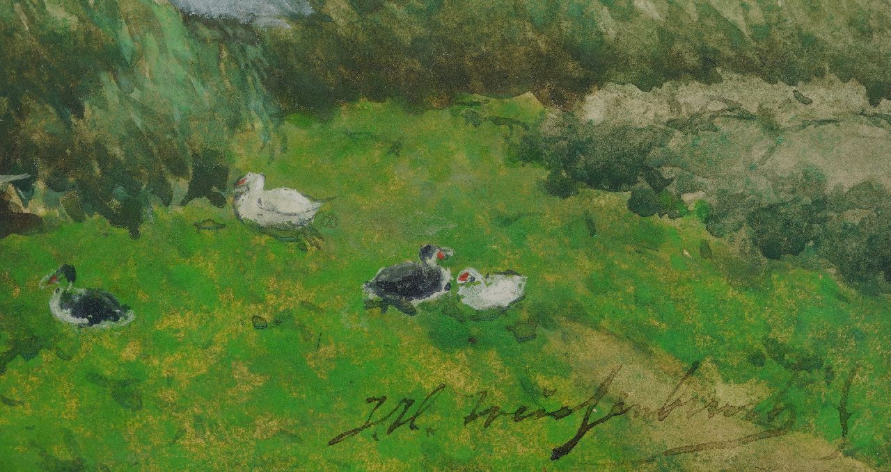 Jan Hendrik Weissenbruch signaturen Plassengezicht met punter