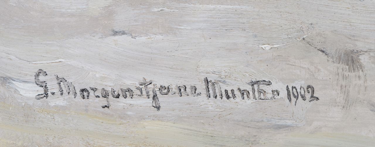 Morgenstjerne Munthe signaturen Het strand bij winter, Katwijk