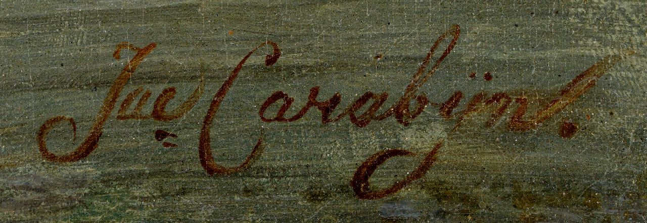 George Henry Hendriks signaturen Dorp aan de rivier met voetveer en zeilschepen