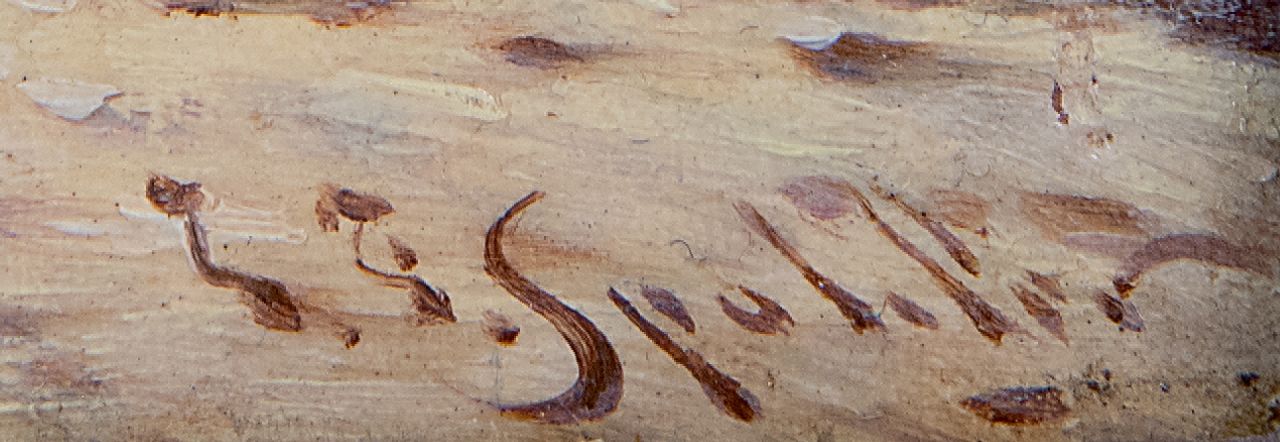 Johannes Franciscus Spohler signaturen Winters stadsgezicht  (pendant van zomer)