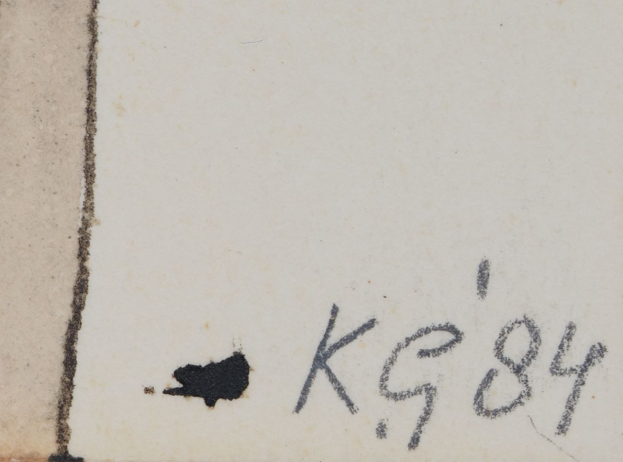 Klaas Gubbels signaturen Schaakbord op rood tafeltje