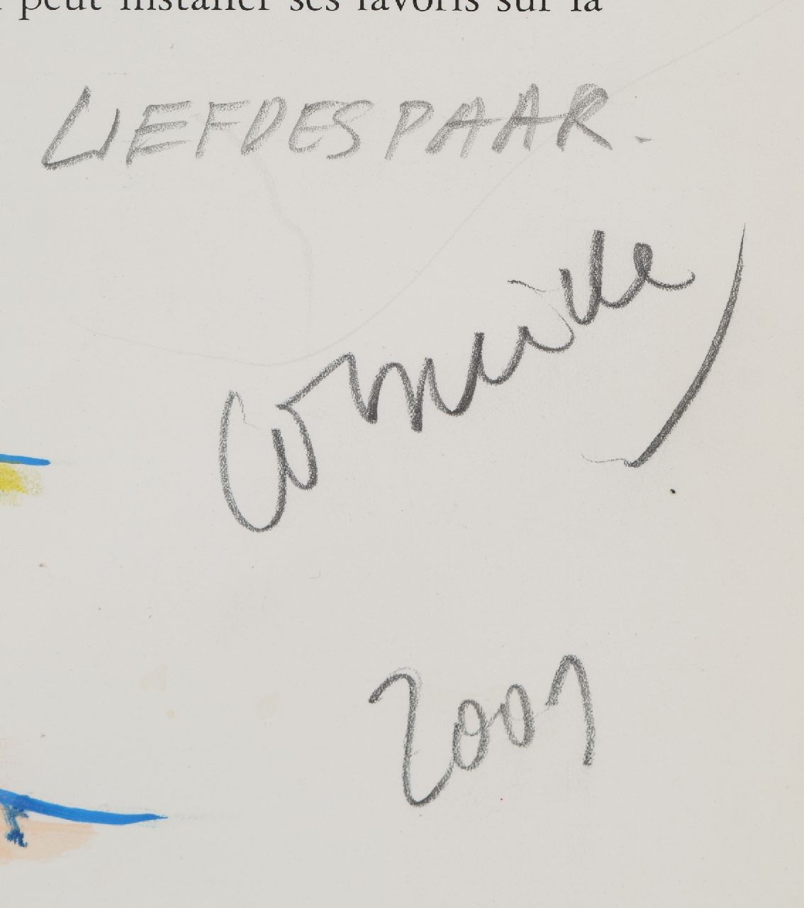 Corneille signaturen Liefdespaar (geschilderd op pagina 2 cd-boekje Livre/Laser 'Berceuses')