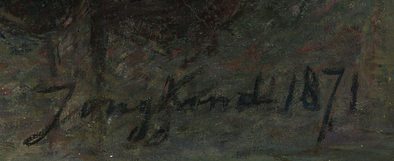 Johan Barthold Jongkind signaturen Bruggetje bij maanlicht, Dordrecht