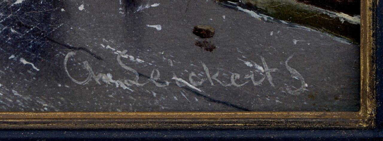 Charles Leickert signaturen Schaatsers bij een naderende sneeuwstorm 'Wintertje'