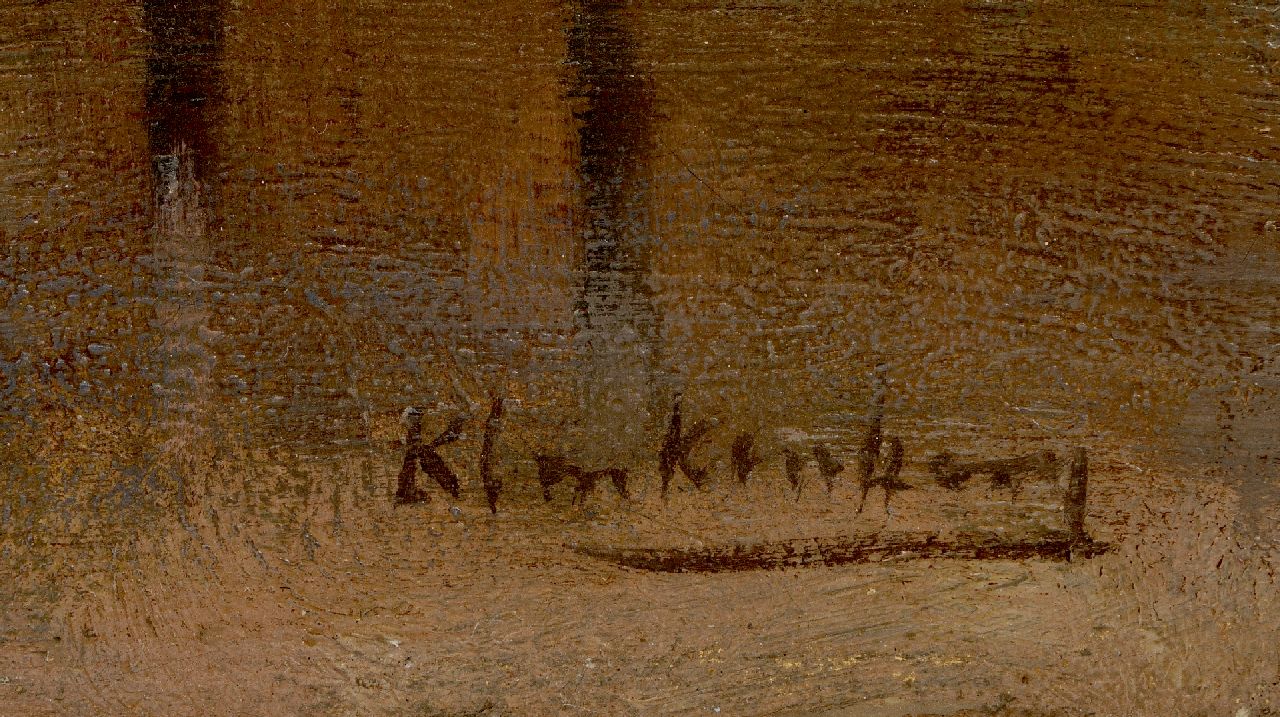 Karel Klinkenberg signaturen De Leuvehaven te Rotterdam, met op de achtergrond de Steiger kerk en de vismarkt