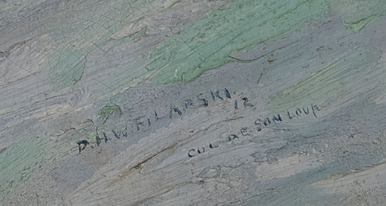 Dirk Filarski signaturen De Col de Sonloup in de sneeuw