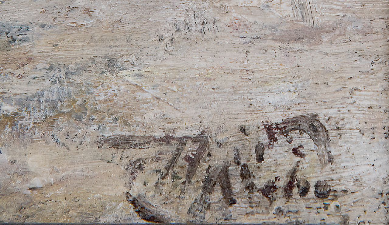 Henri van Seben signaturen Schaatspaar in een winterlandschap