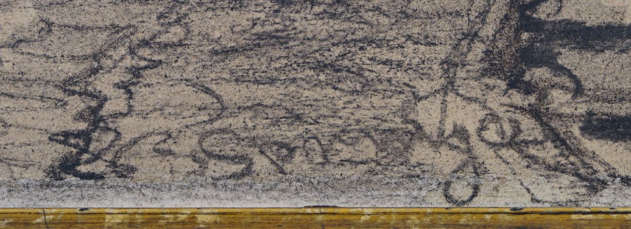 Cornelis Springer signaturen Gezicht op de Nieuwstraat in Hasselt, Overijssel