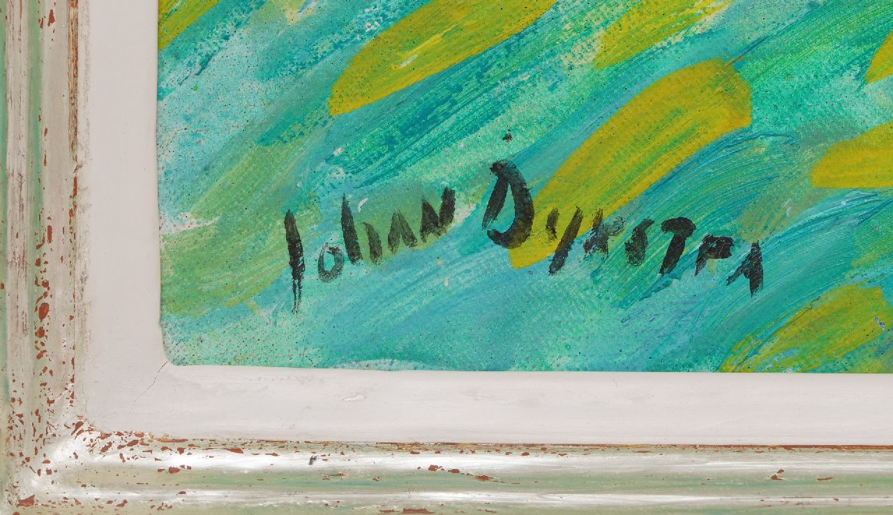 Johan Dijkstra signaturen Zonnig landschap met besneeuwde bergen